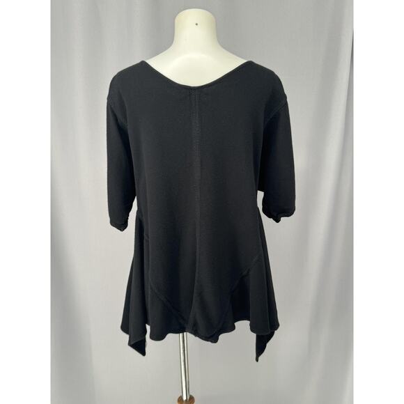Tienda Ho Shirt Womens One Size Black Tunic Asymmetrical Rayon Cotton Whimsigoth - Picture 3 of 10